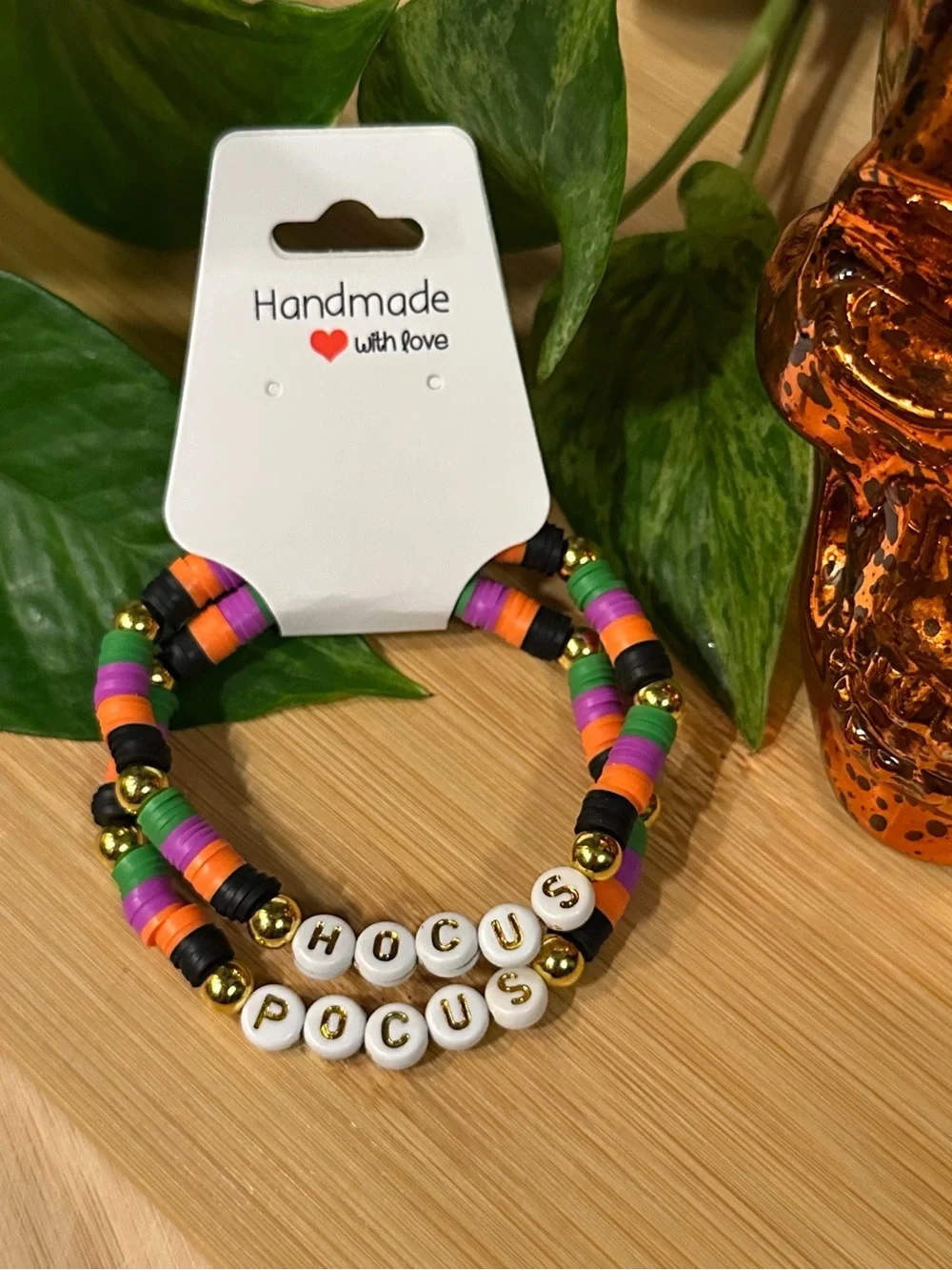 🧙‍♀️Hocus Pocus 2-PC Stretchy Beaded Bracelet Set | Handmade | Halloween‎ Stack